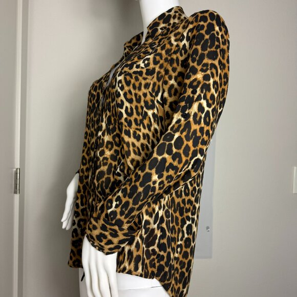 Express The Portofino Shirt Women's Button Up Collared V-Neck Blouse Size M - Picture 4 of 8